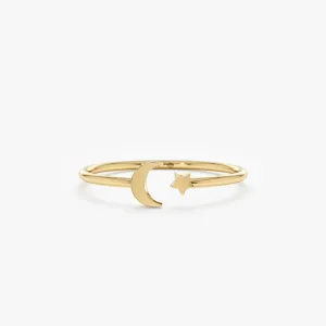 Moon and Star Open Ring, Astrid