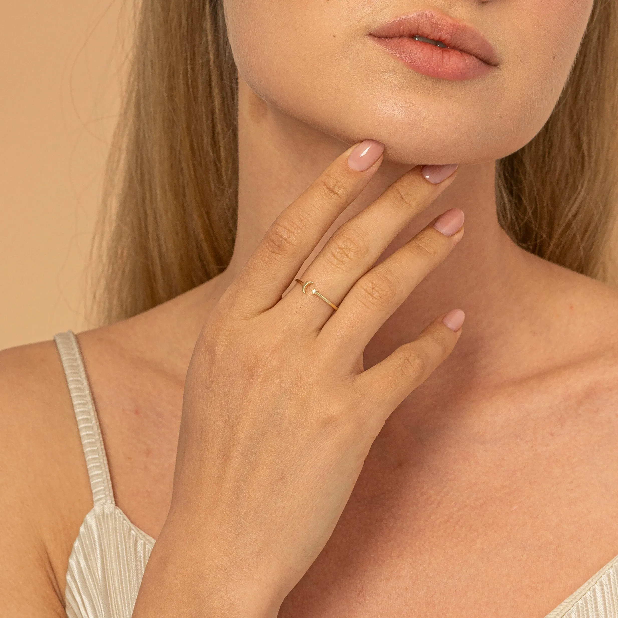 Moon and Star Open Ring, Astrid