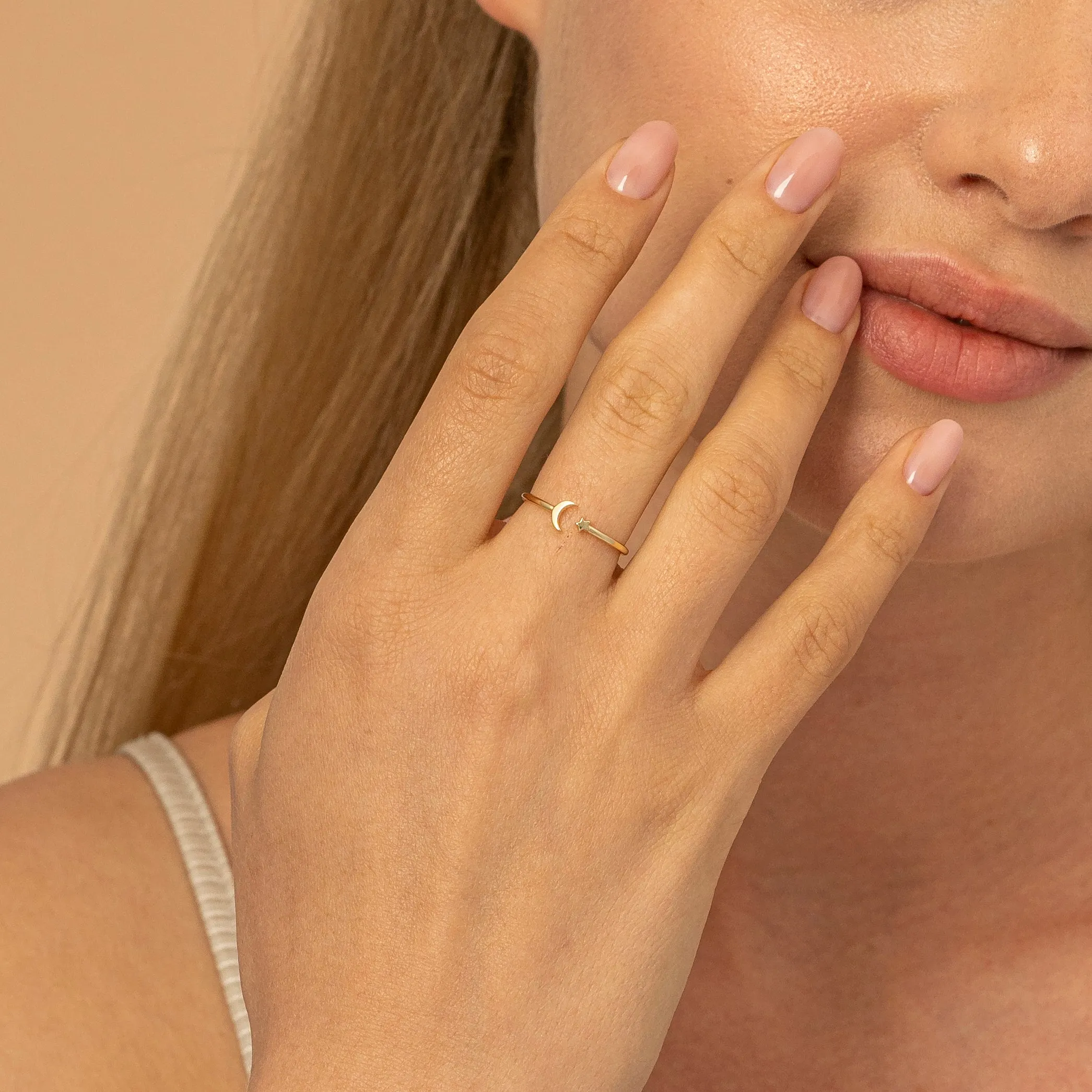 Moon and Star Open Ring, Astrid