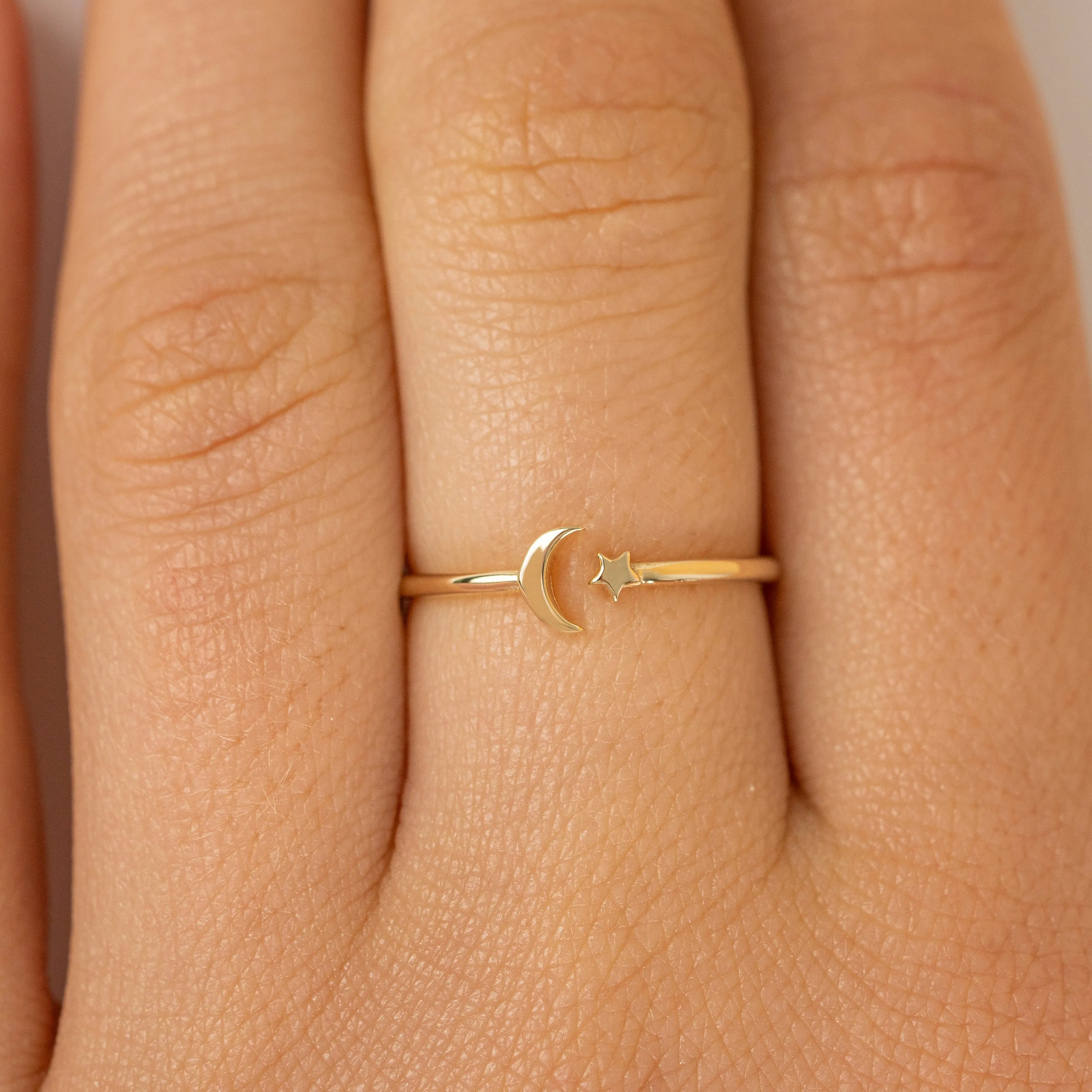 Moon and Star Open Ring, Astrid
