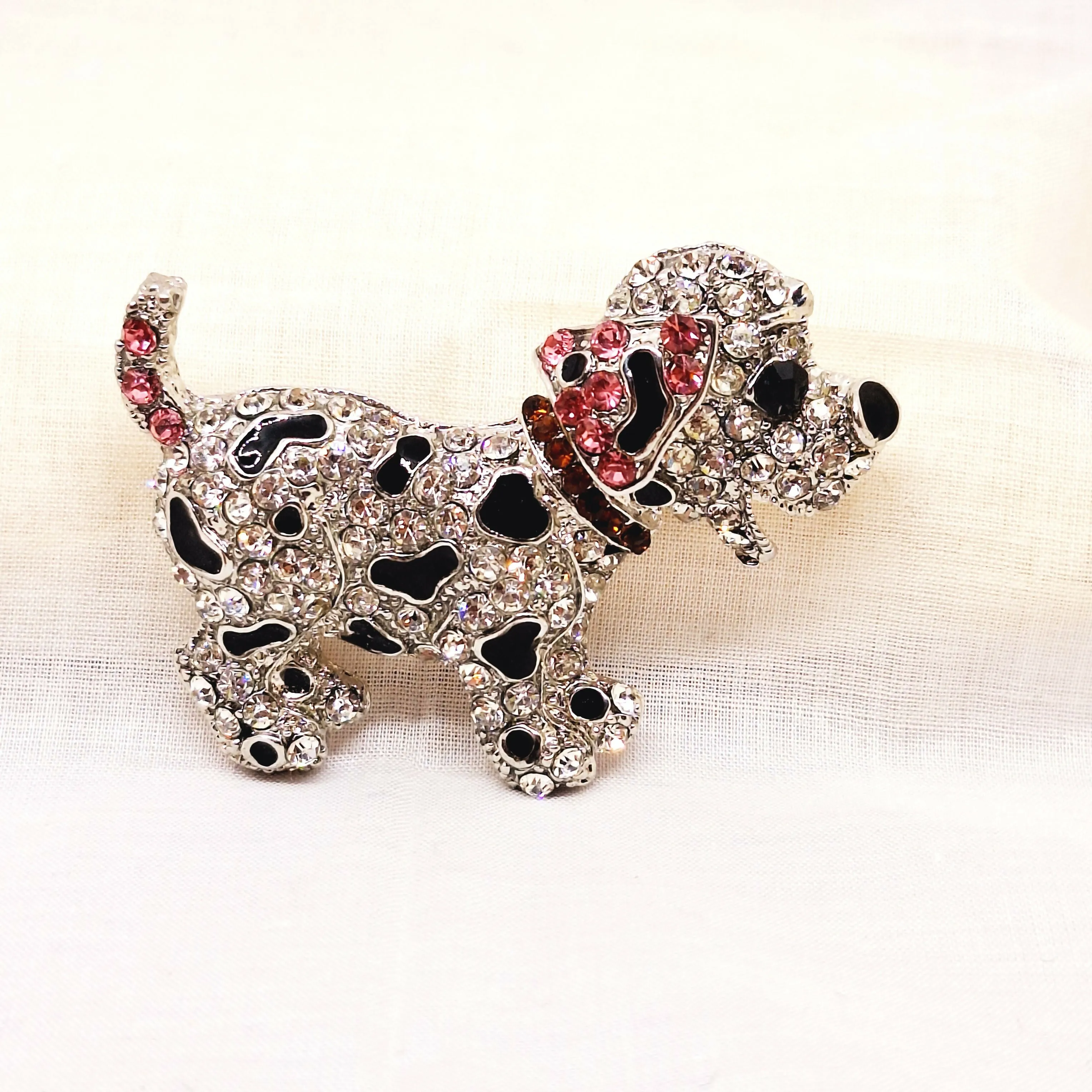 Multi Faux Jewelled Dalmation Dog Brooch