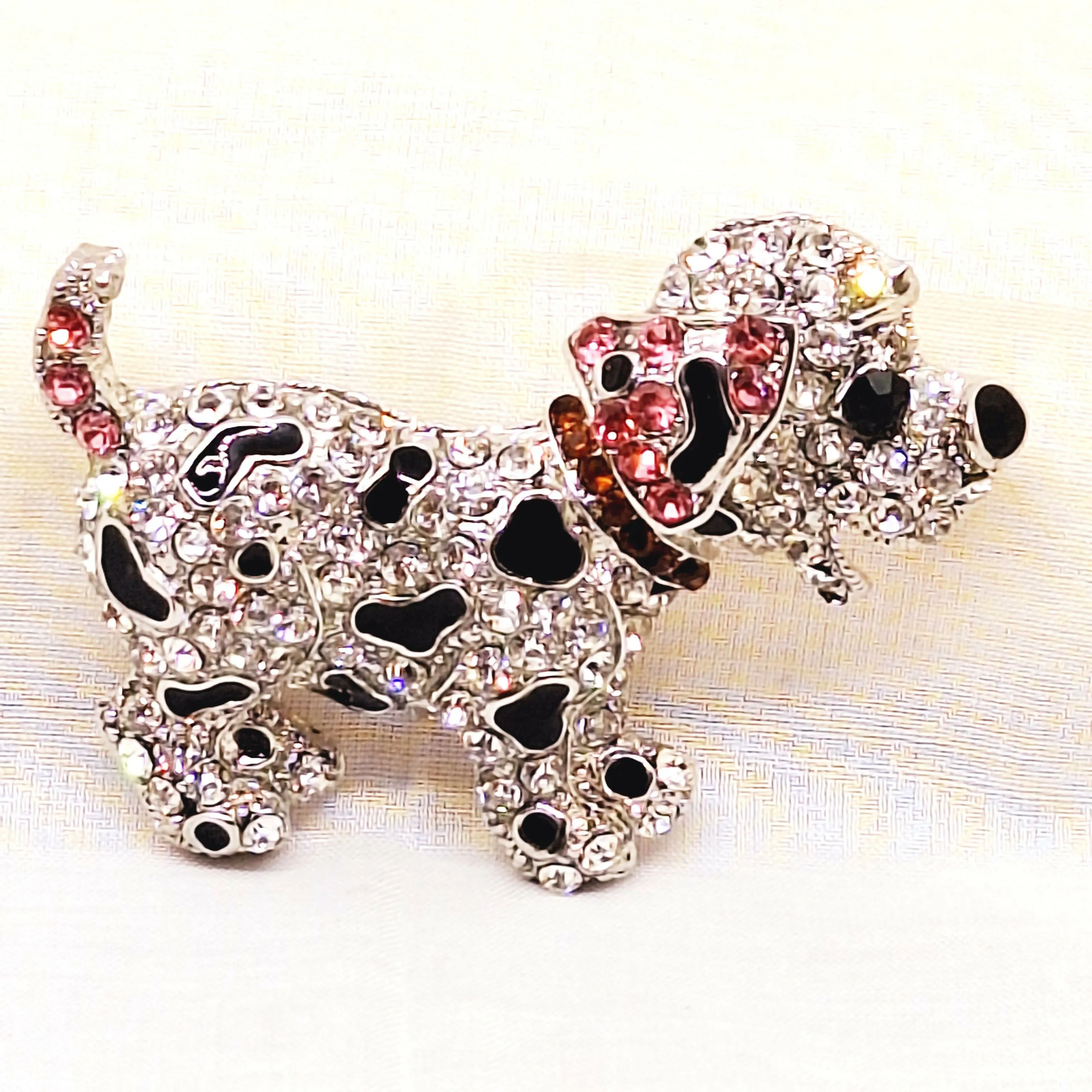 Multi Faux Jewelled Dalmation Dog Brooch