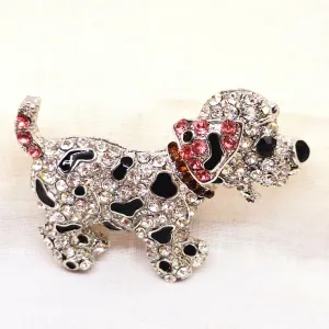 Multi Faux Jewelled Dalmation Dog Brooch