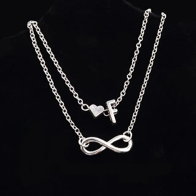 New Fashion silver multi-layer heart 26 letters 8 words pendant Bracelets for women jewelry foot chain anklets accessories gift