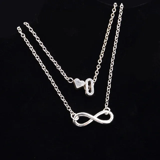 New Fashion silver multi-layer heart 26 letters 8 words pendant Bracelets for women jewelry foot chain anklets accessories gift