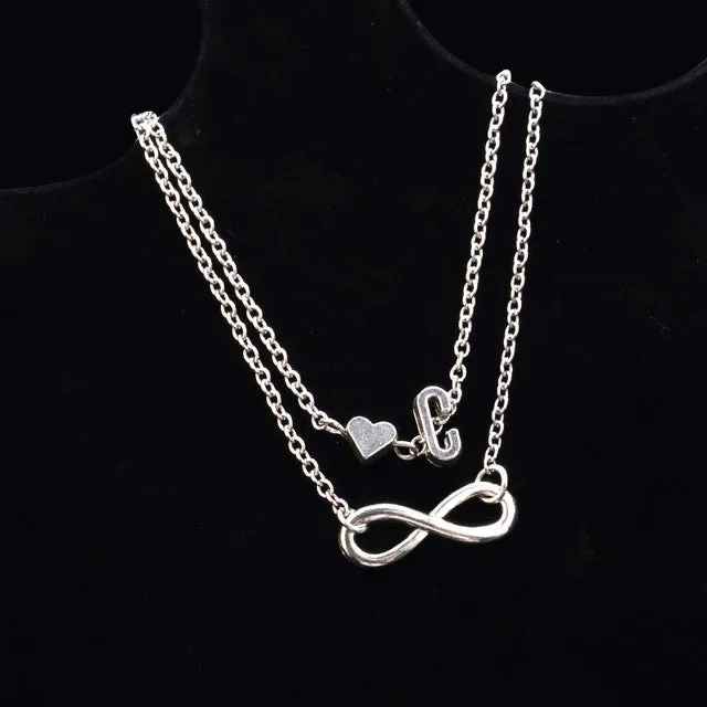 New Fashion silver multi-layer heart 26 letters 8 words pendant Bracelets for women jewelry foot chain anklets accessories gift