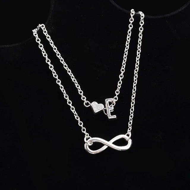New Fashion silver multi-layer heart 26 letters 8 words pendant Bracelets for women jewelry foot chain anklets accessories gift