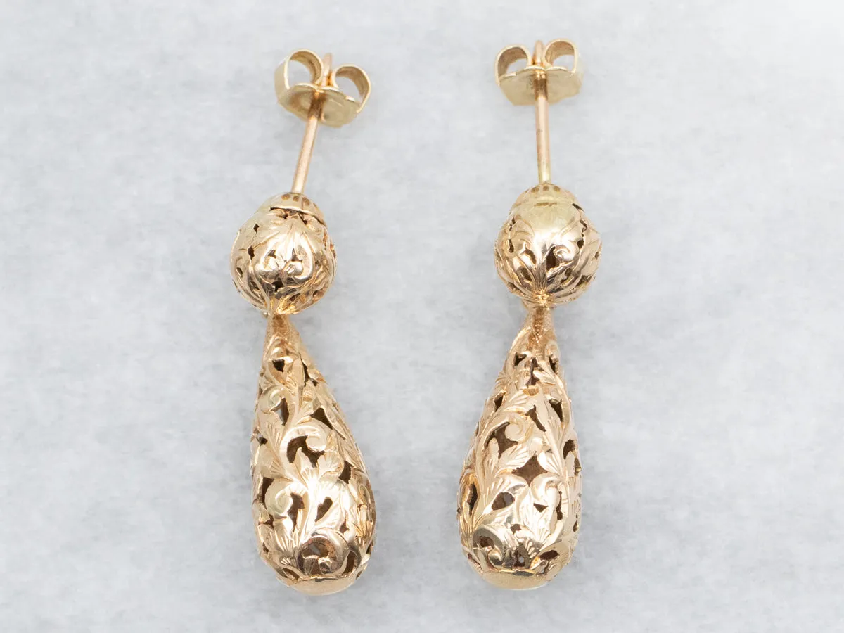 Openwork Teardrop Shaped Drop Earrings