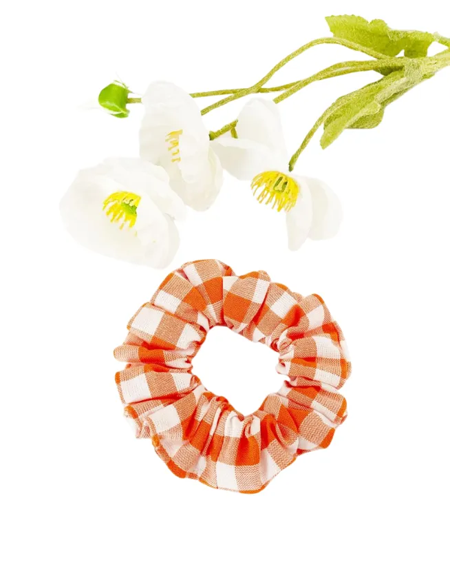 Orange Gingham Scrunchie