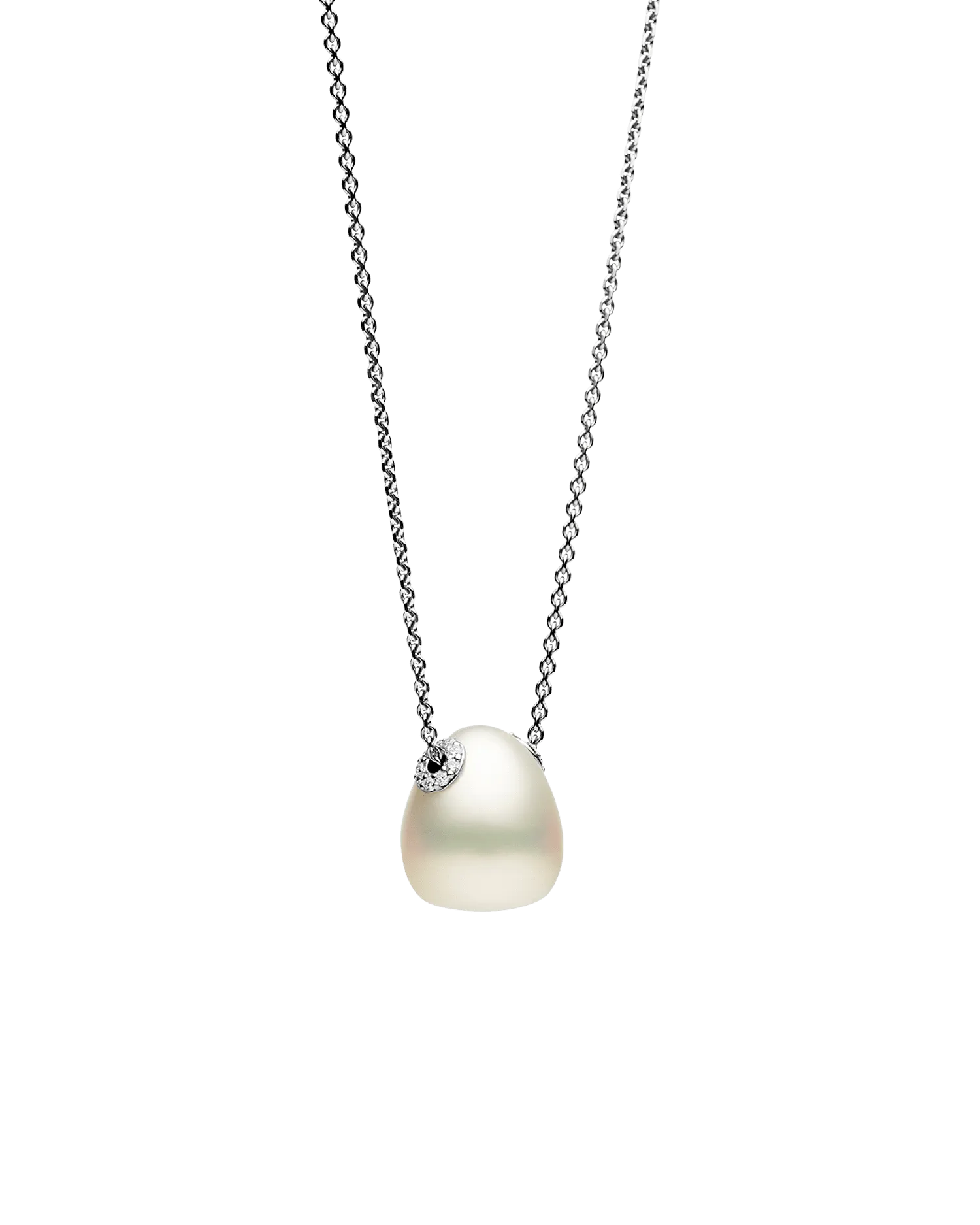 Palais Pearl Necklace | 14mm Triangle Pearl, Diamonds, and White Gold