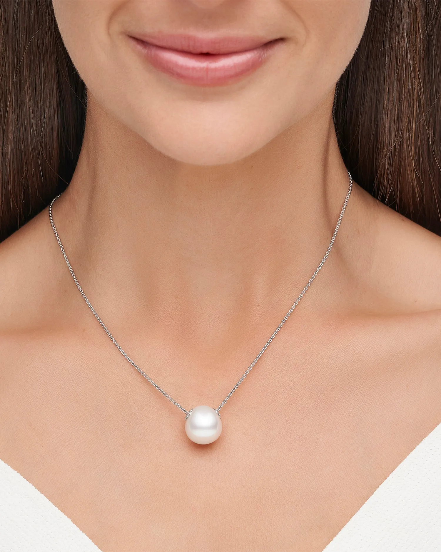 Palais Pearl Necklace | 14mm Triangle Pearl, Diamonds, and White Gold