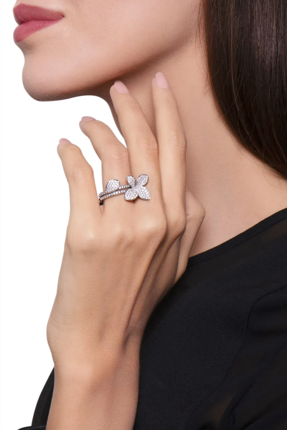 Pasquale Bruni Petit Garden 18ct White Gold 0.81ct Diamond Medium Flower Ring