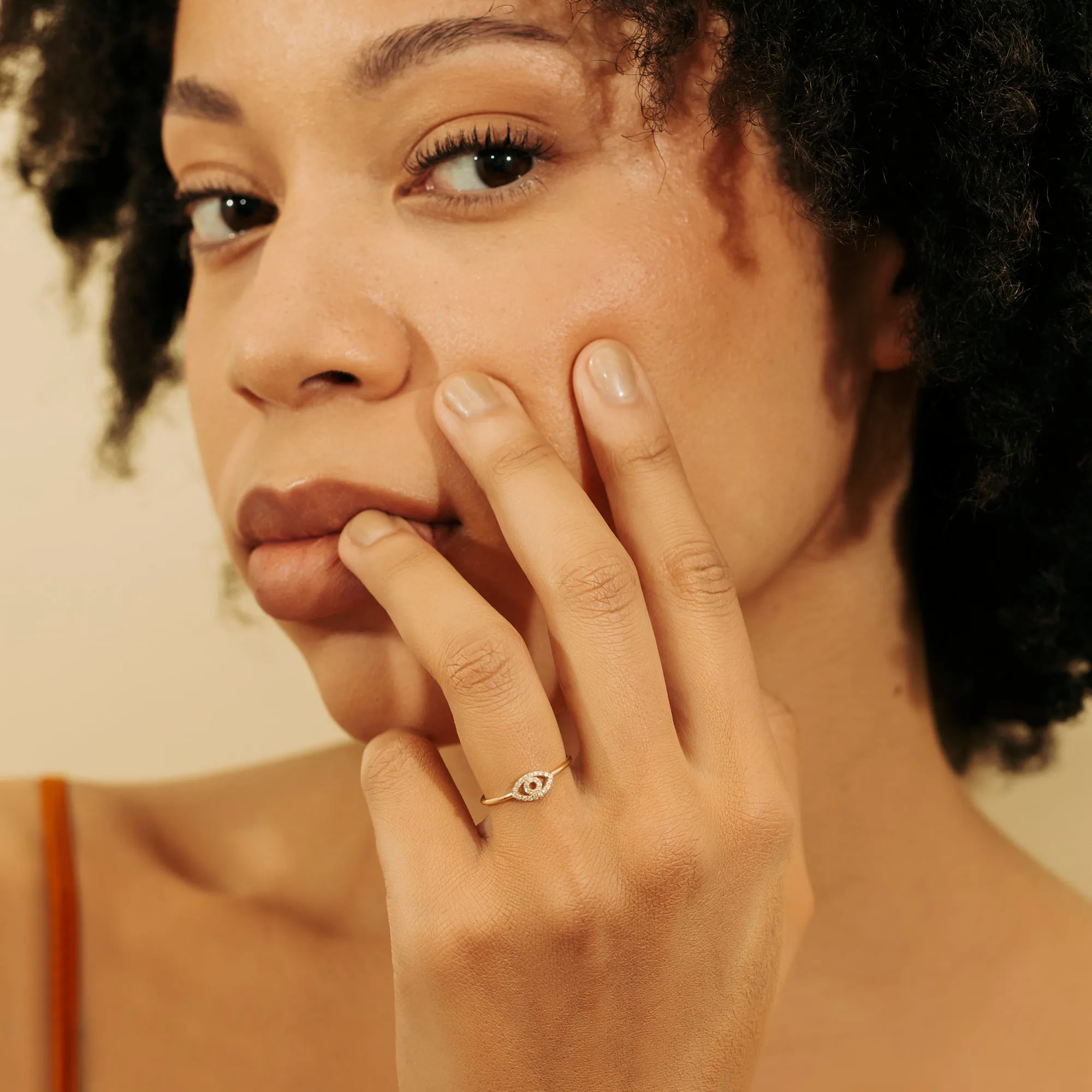 Pave Diamond Evil Eye Outline Ring, Ygritte