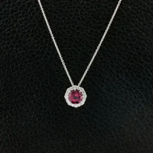 Pink Tourmaline & Diamond Pendant
