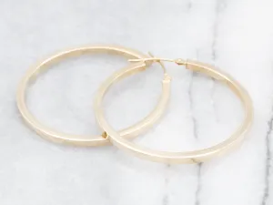 Polished Gold Squared Hoop Earrings