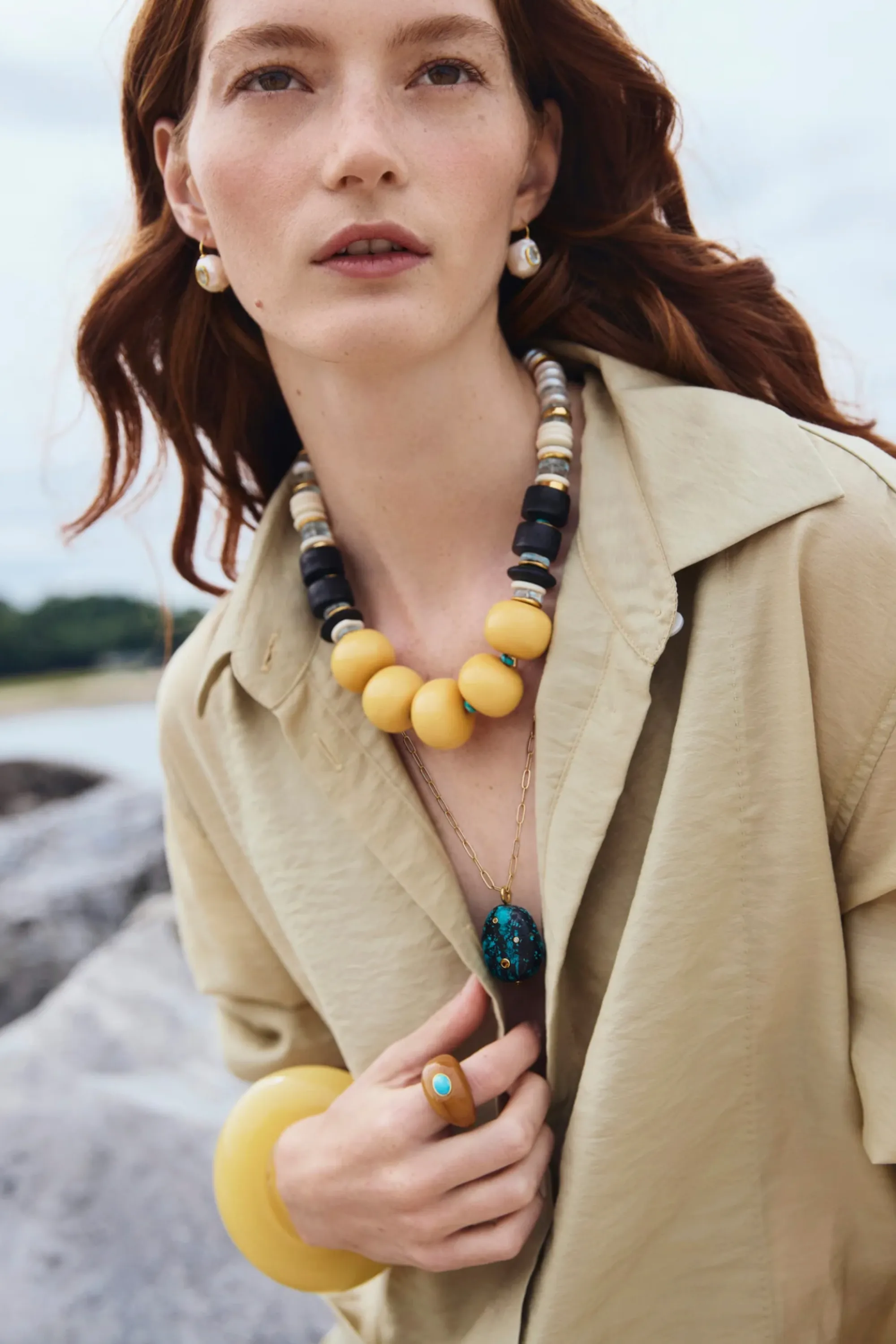 Pomelo Bead Necklace, Multi
