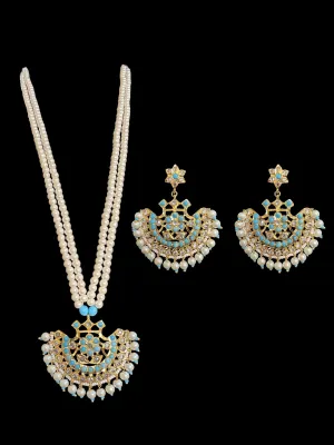 PS400 Turquoise / feroza hyderabadi pendant set with pearls ( READY TO SHIP  )