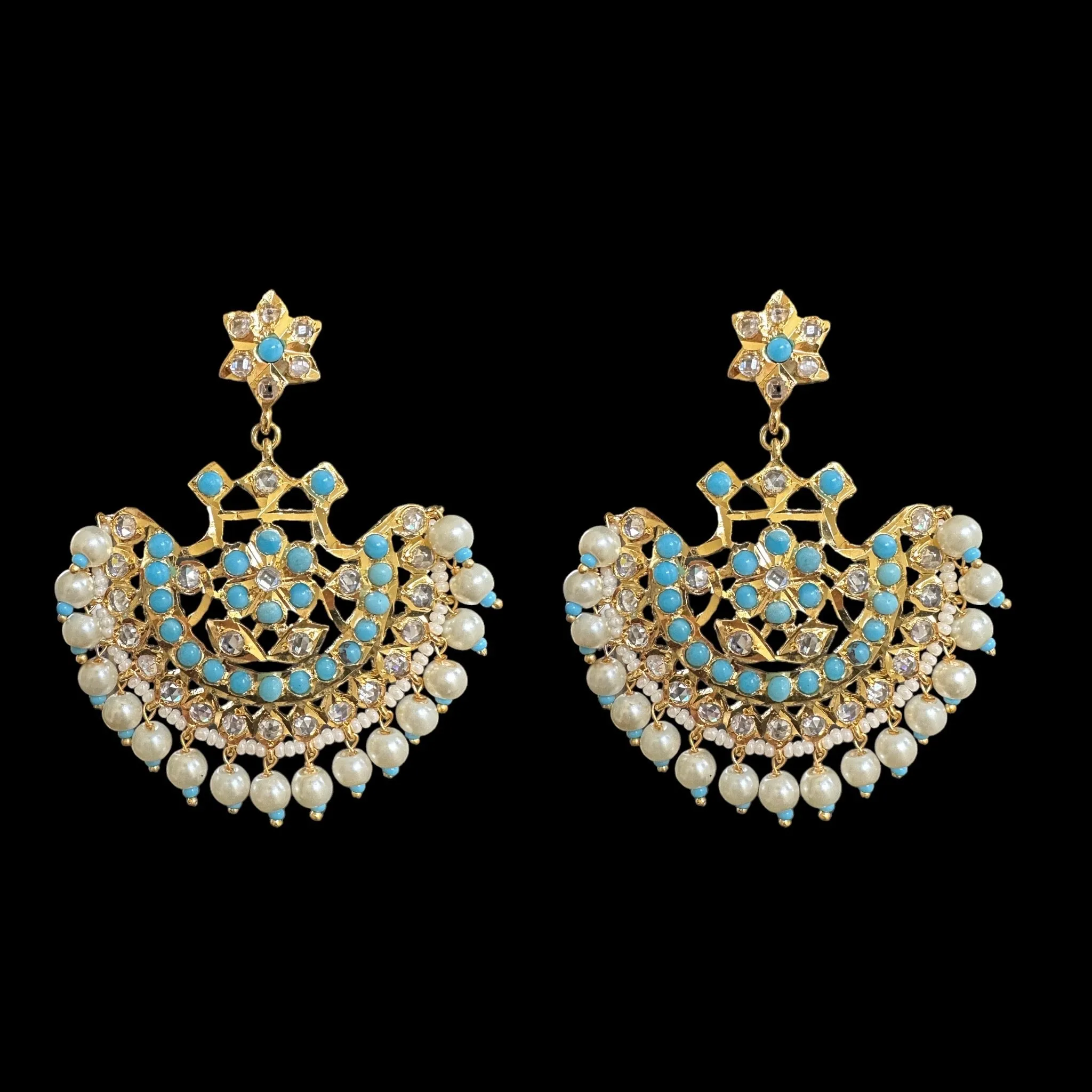 PS400 Turquoise / feroza hyderabadi pendant set with pearls ( READY TO SHIP  )