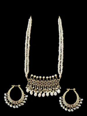 PS553 Hyderabadi / Nizami tirmani in fresh water pearls with chandbali( READY TO SHIP )