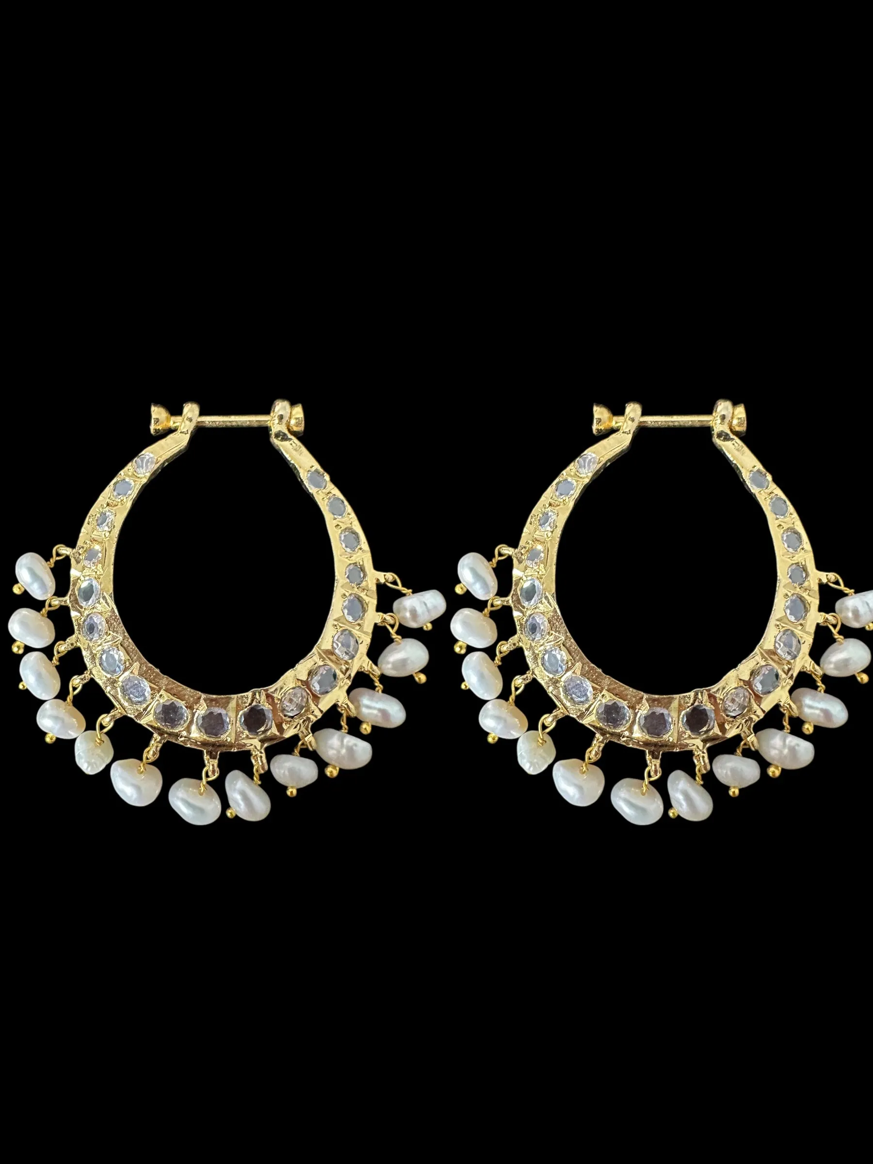 PS553 Hyderabadi / Nizami tirmani in fresh water pearls with chandbali( READY TO SHIP )