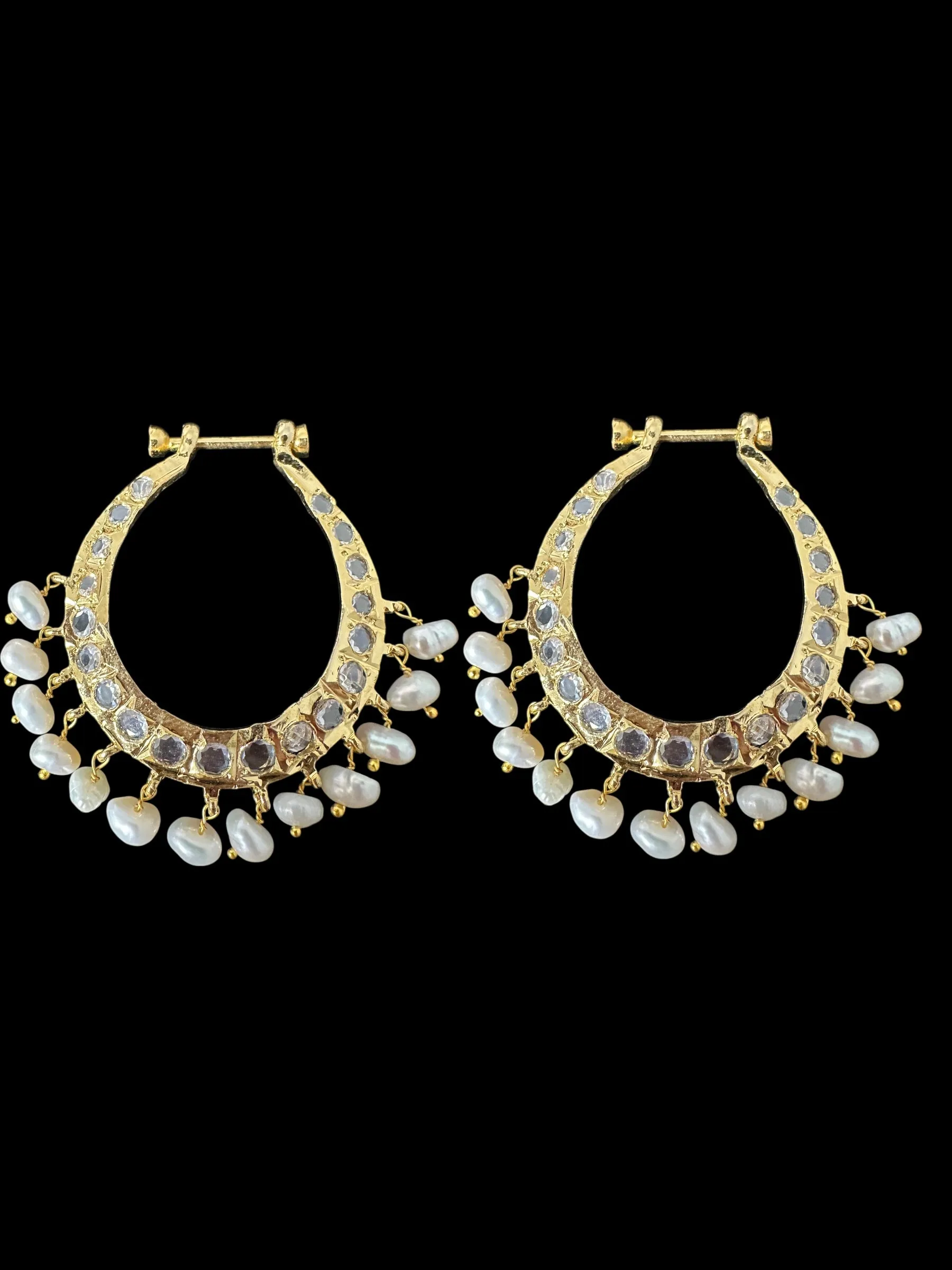 PS553 Hyderabadi / Nizami tirmani in fresh water pearls with chandbali( READY TO SHIP )