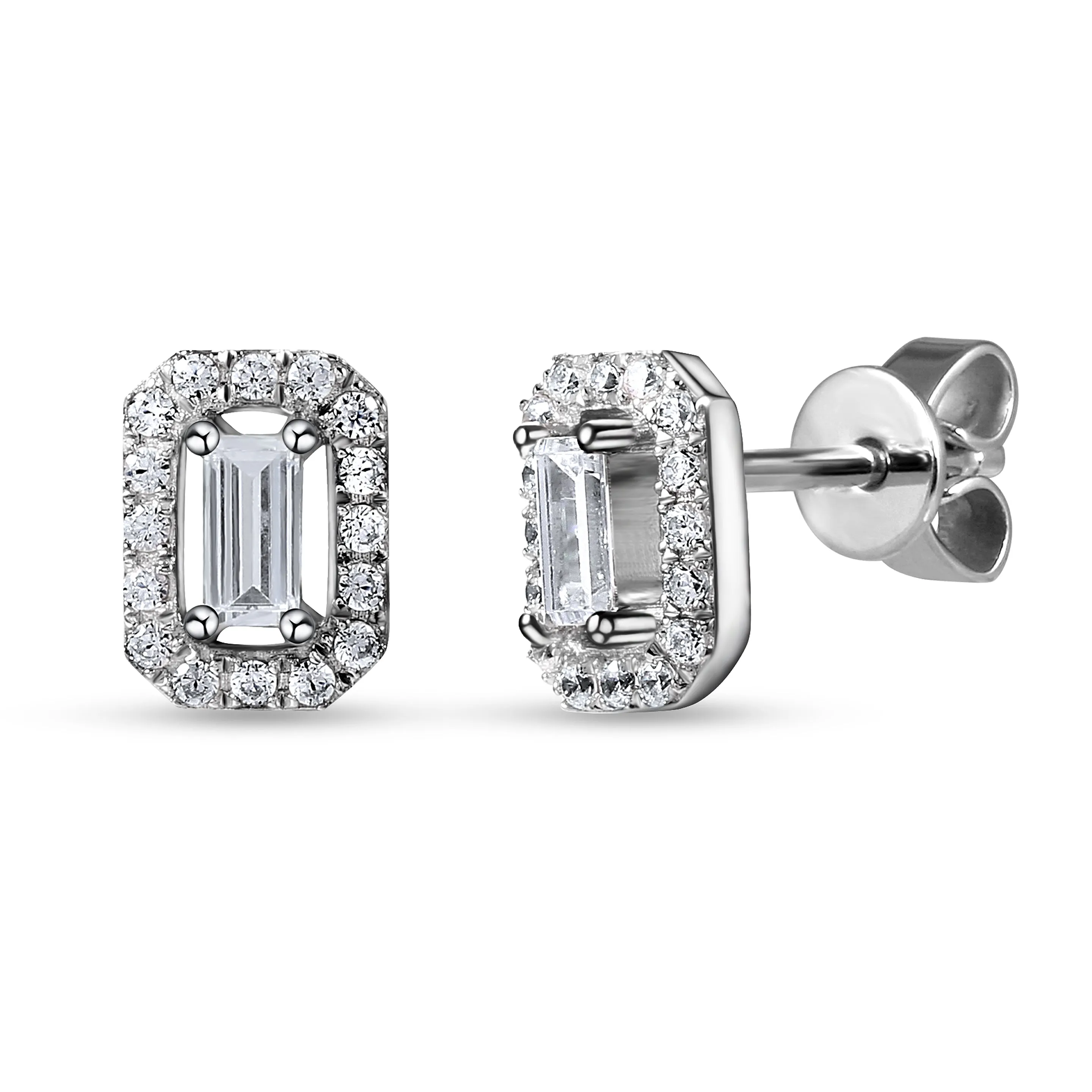 Rhodium plated 925 silver earrings assembled with zirconium oxide