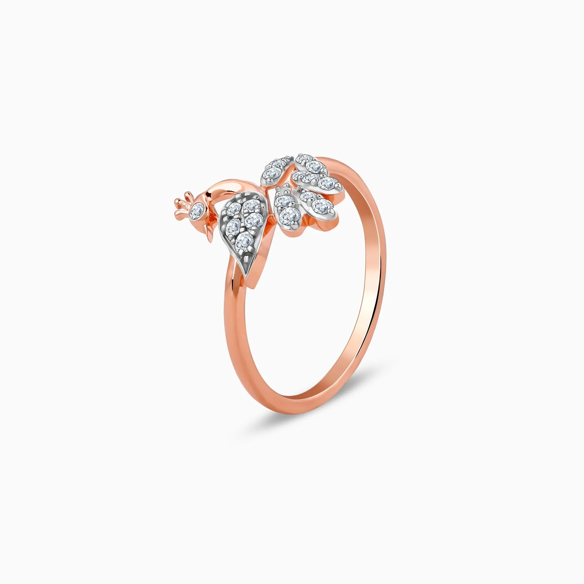 Rose Gold Peacock Diamond Ring