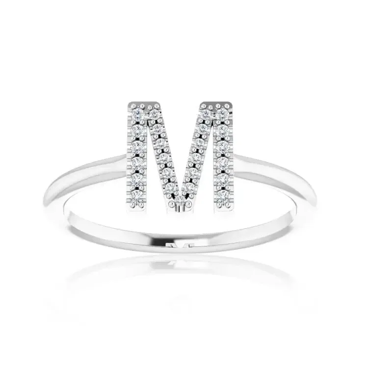 Rose, White, or Yellow Gold   Diamond Initial Ring