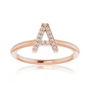 Rose, White, or Yellow Gold   Diamond Initial Ring