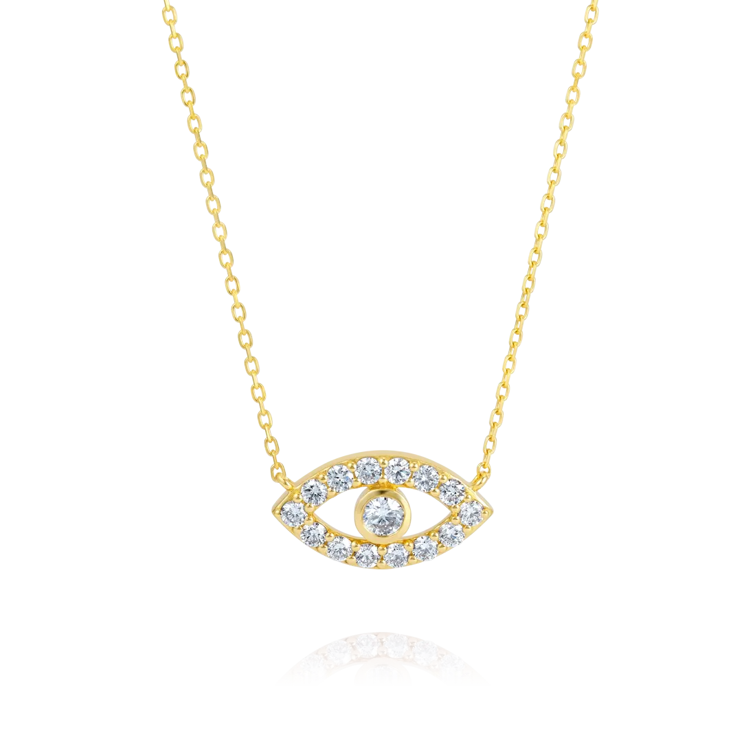 Round Evil Eye Diamond Pendant Rose Gold