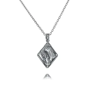 S925 Blessed Virgin Mary Dark Cross Virgencita Necklace