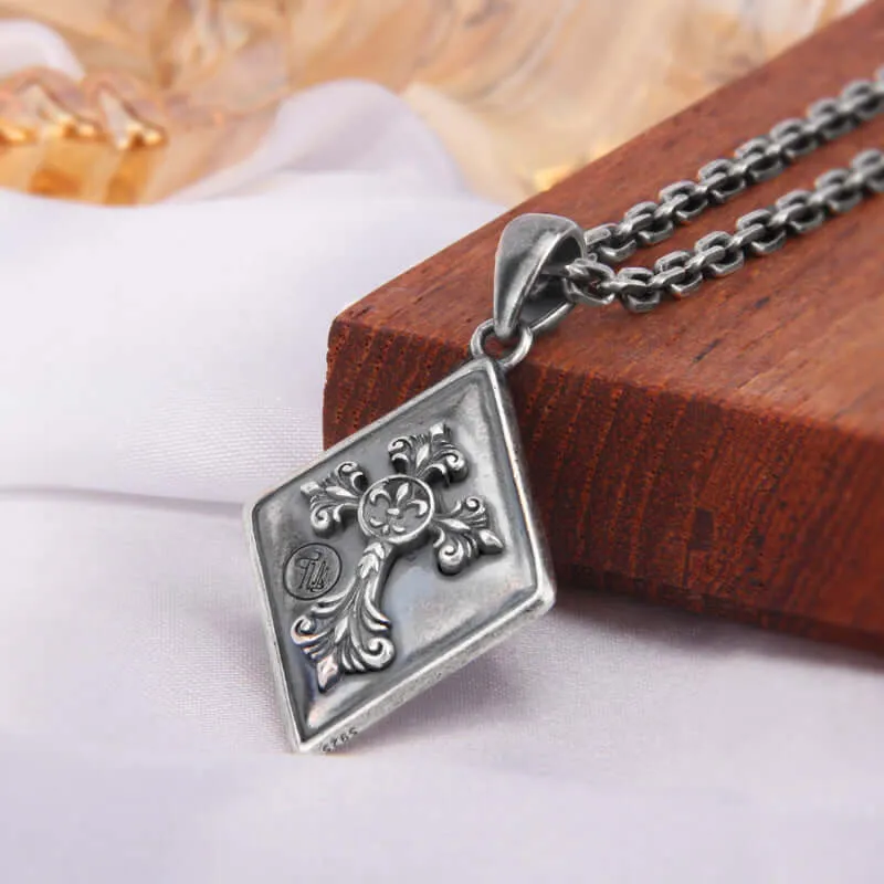 S925 Blessed Virgin Mary Dark Cross Virgencita Necklace
