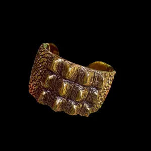 Saint Laurent Cuff Bracelet in crocodile skin effect Gold Plated