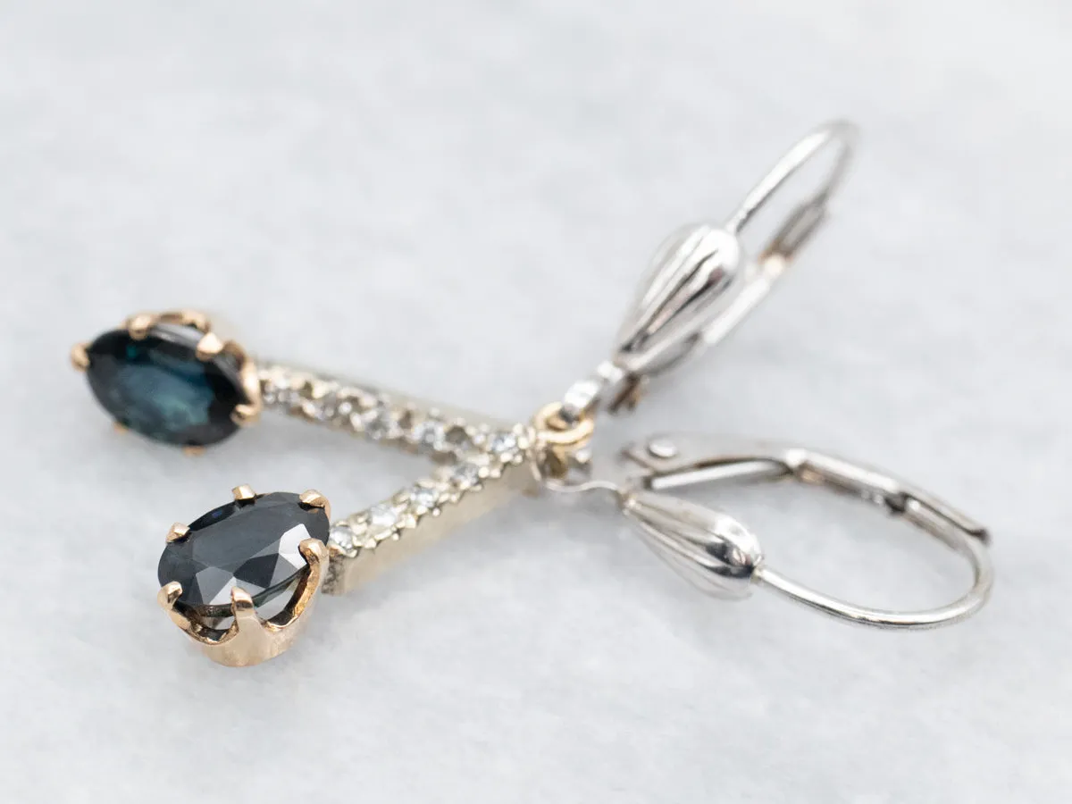 Sapphire and Diamond Drop Earrings