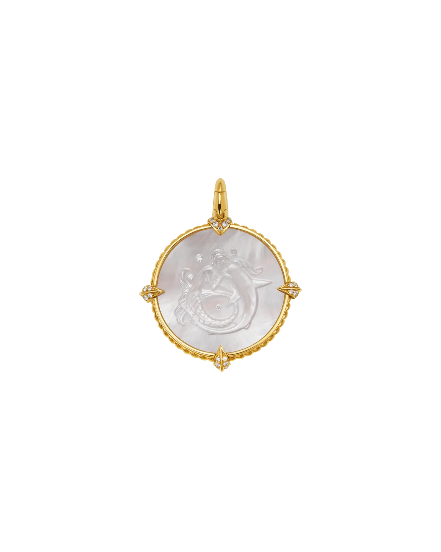 Seascape Coin Charm | Mother of Pearl, Diamonds, and Yellow Gold