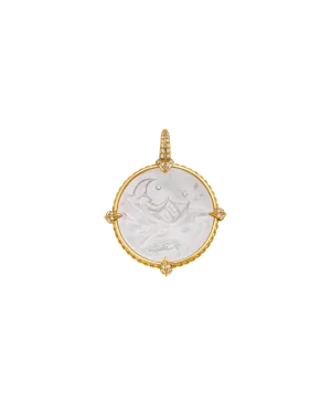 Seascape Coin Charm | Mother of Pearl, Diamonds, and Yellow Gold