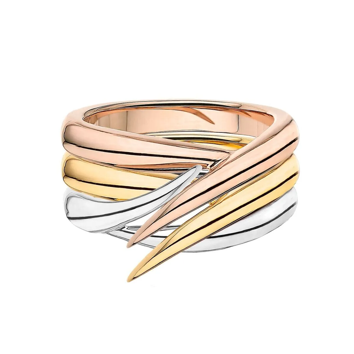Shaun Leane Interlocking 18ct Rose Yellow and White Gold Ring Set