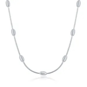 Sterling Silver 4mm Snake and Oval Beads Chain, 20"