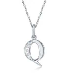 Sterling Silver Diamond "Q" Initial Pendant Chain