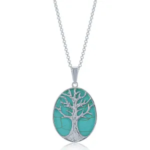 Sterling Silver Green Turquoise Tree Pendant Chain