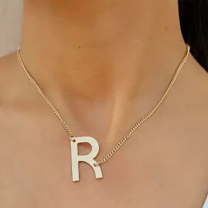 TFC Letter R Gold Plated Pendant Necklace