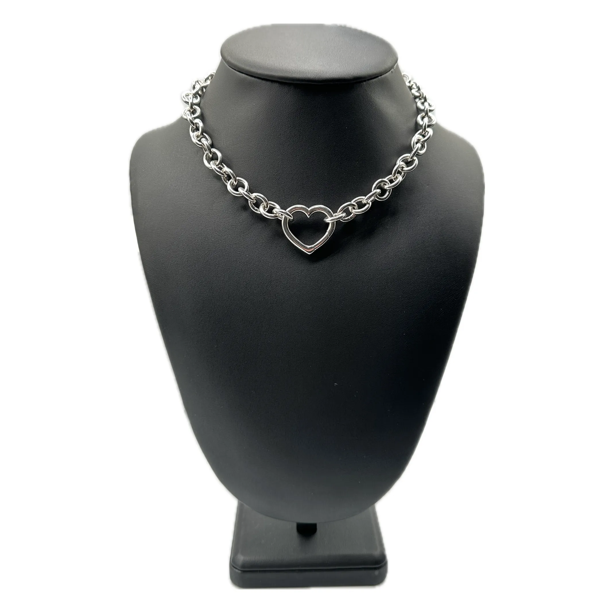 Tiffany & Co. Hinged Open Heart Sterling Silver Necklace