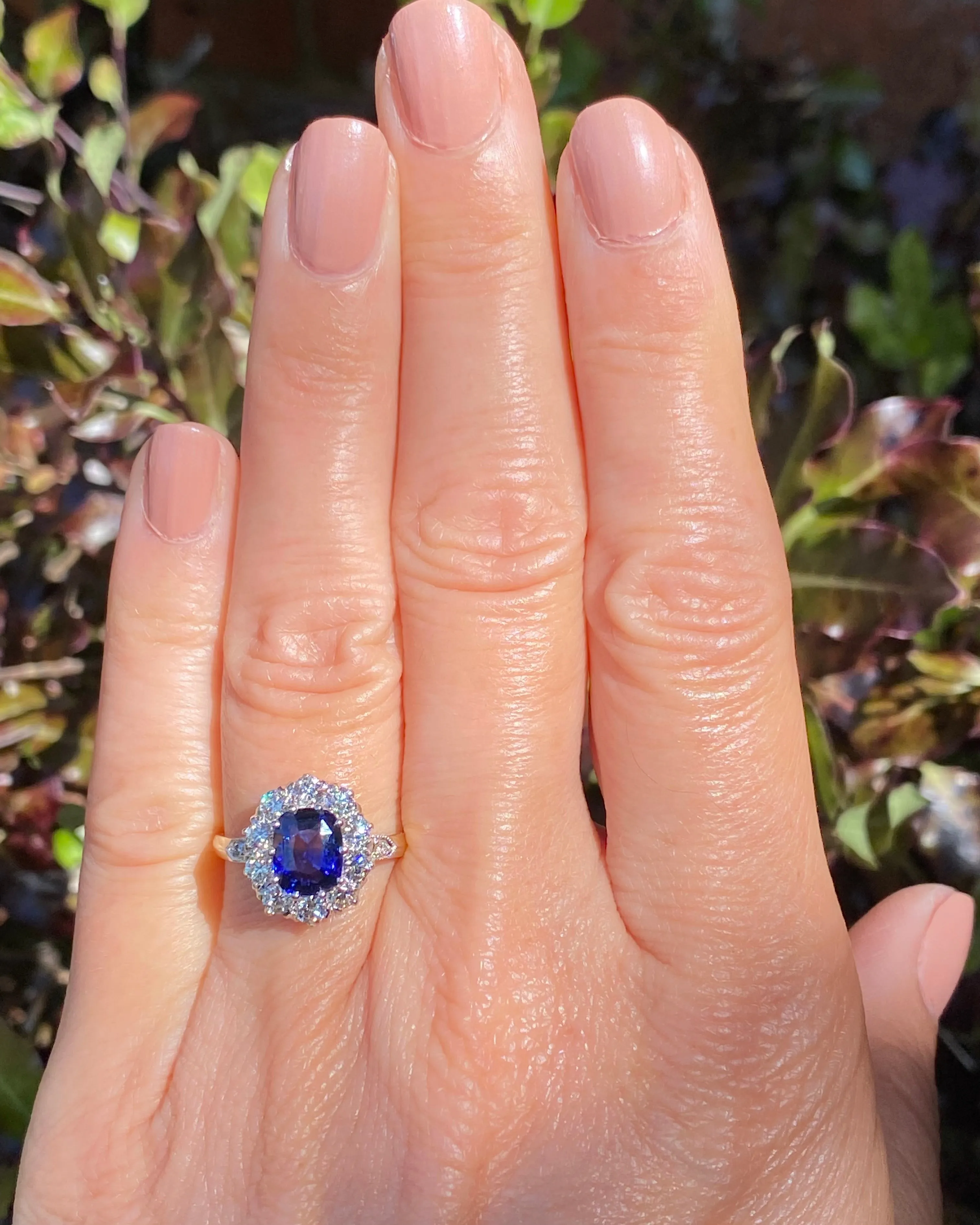 Victorian Sapphire and Diamond Cluster Ring 18ct Yellow Gold 0.95ct   1.55ct