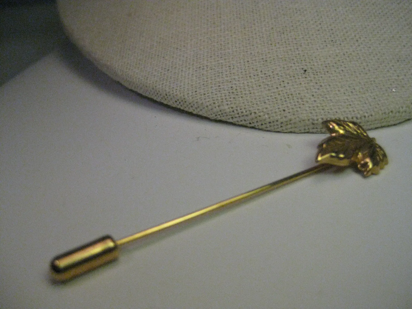 Vintage Gold Tone Maple Leaf Stick Pin with Cap, 2.5"