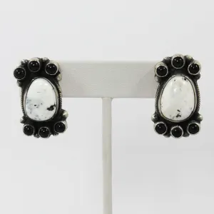 White Buffalo and Onyx Earrings