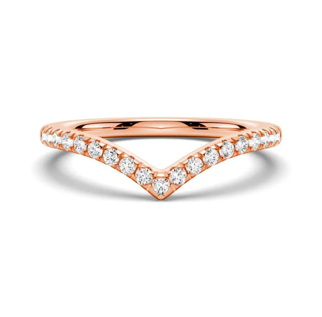 Wishbone Curve CZ Band in 10K Gold