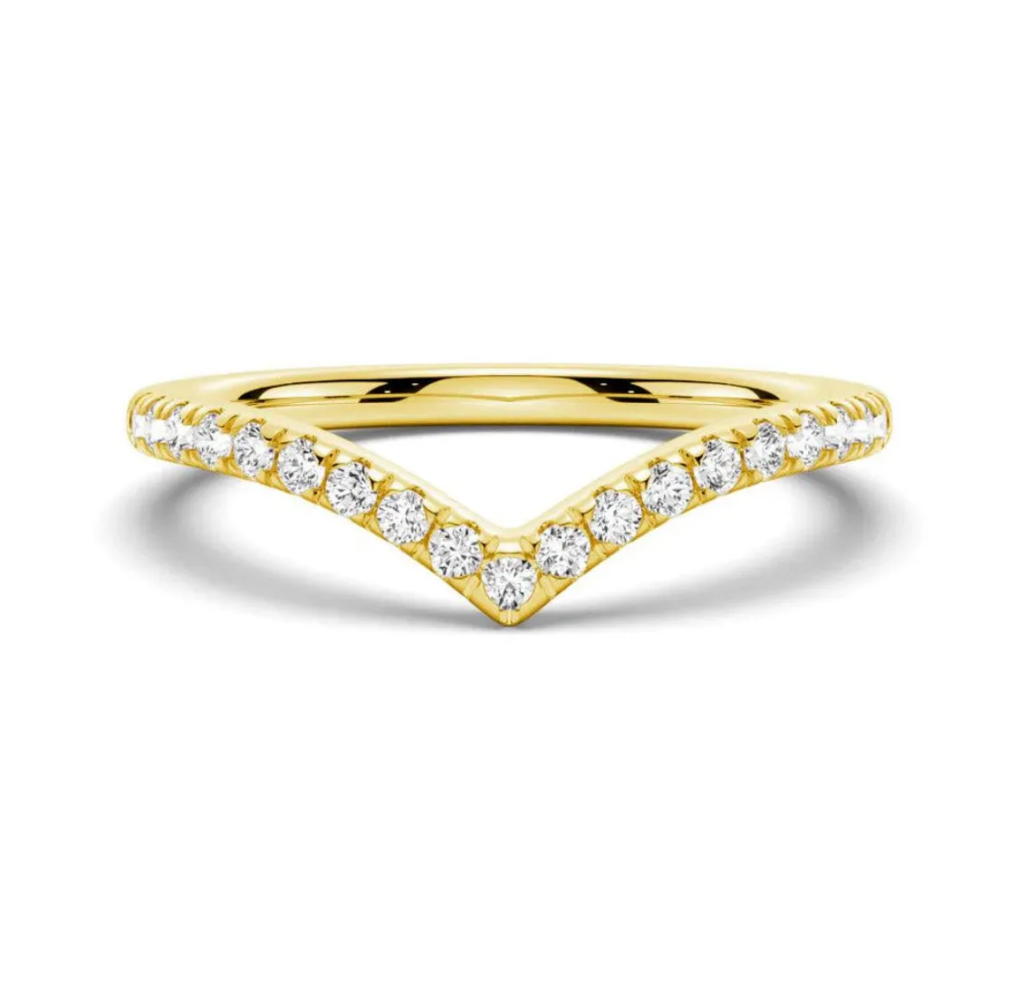 Wishbone Curve CZ Band in 10K Gold
