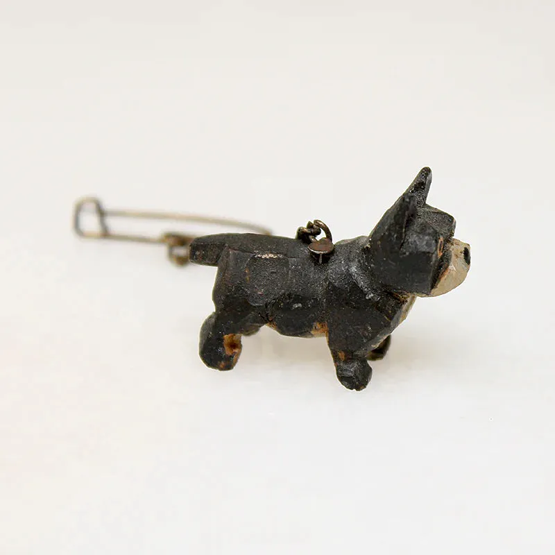 Wooden Boston Terrier Mascot on Pin
