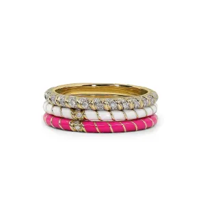 Yvonne Leon Diamond Valentines Day Enamel Gold Stacking Rings